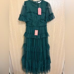 Ivy City Co Whimsical Dress in Emerald Green Size L NWT